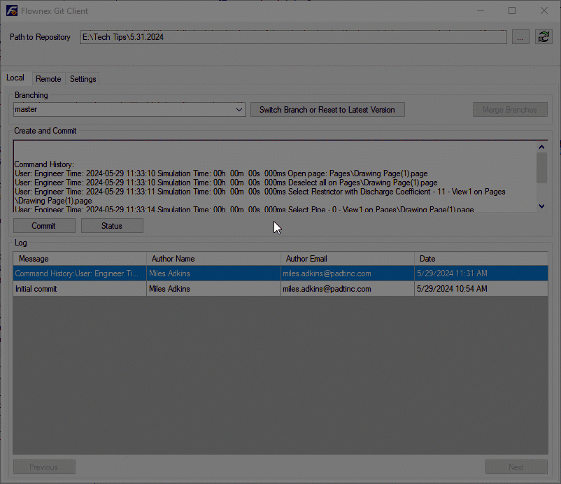 Flownex Version Control with GIT Client 5 git commit