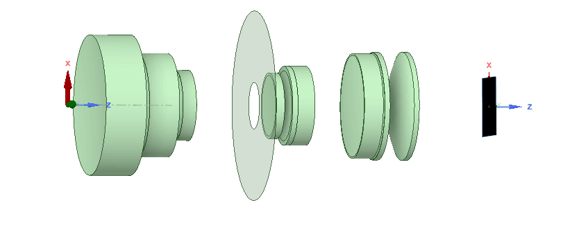 Exploring the Optical Design Exchange Workflow Between Ansys Zemax OpticStudio and Ansys Speos 8 Lens Assembly in Ansys Speos after importing from Ansys Zemax with the Optical Design Exchange Workflow